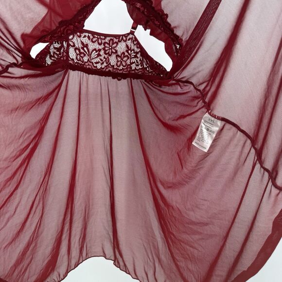 Unbranded Red Sheer Lace Lingerie Babydoll Dress Size 2X - Picture 5 of 10